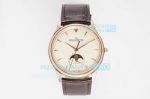 Swiss Jaeger LeCoultre Master Ultra Thin Rose Gold Replica Watch White Moonphase Dial